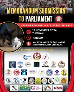 Gabungan NGO Haiwan Terbesar Menyokong Penyerahan Memorandum untuk Keadilan bagi Kopi dan Semua Haiwan Terbiar